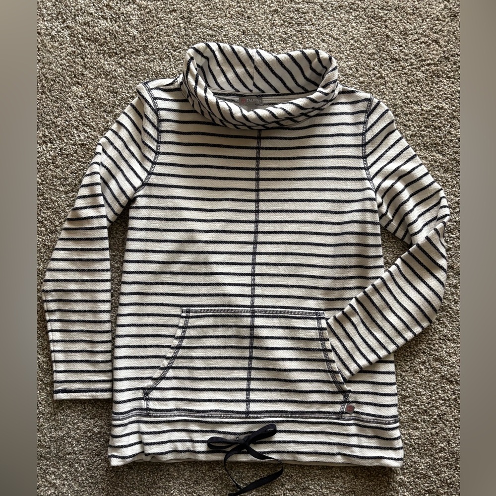 Talbots Navy Striped Cowl Neck Tunic
